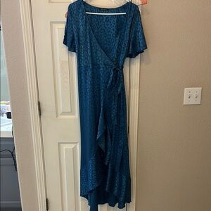 Elegant Blue Wrap Dress